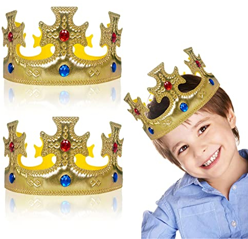 TSHAOUN 2 piezas coronas King Crowns Party Hat King Queen Crowns, Corona de Infantil Cumpleaños,gorro cumpleaños,Crown Dress Up Accessories for Child Adult,suministros para fiestas (2 piezas)