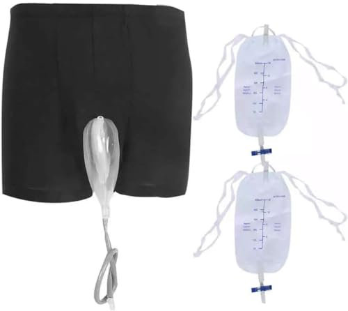 DaoGeSir Urinbeutel Für Männer, Auslaufsicherer Beinpinkelhalter Aus Silikon Tragbarer Inkontinenzhose Wiederverwendbare Urin Bag Underwear Auslaufsicherer Natursektbeutel (Size : Large (86-100cm))