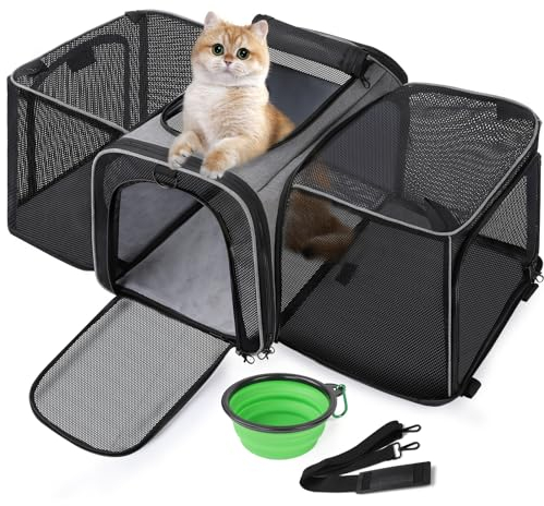 pecute Katzentransportbox Transportbox Katze Groß, Erweiterbar Katzenbox, 200% Raumzunahme, täglicher Haustiertransport, Haustierzaun im Freien In das Tierkrankenhaus