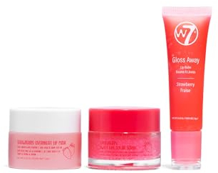 W7 Sweet Dreams Lip Care Set - Strawberry Overnight Mask, Balm & Scrub