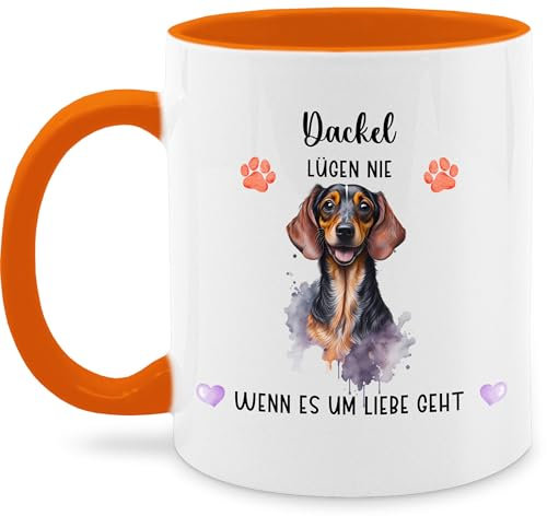 Tasse Tassen 325ml - Hunde - Dackel - Geschenk Hundebesitzern - 325 ml - Orange - geschenke für dackelbesitzer tasse, hundemotiv hundebesitzer dachshund kaffeetasse personalisierte hund hunden