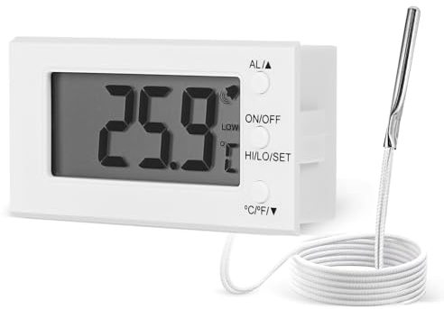 LXSZRPH Digital Oven Thermometer -58°F to 572°F/-50°C-300°C, Thermometer with Probe, High Low Temperature Alarm, LCD, White (1)