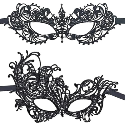 Masquerade Mask, 2Pcs Women's Lace Mask, Black Lace Masquerade Mask, Lace Half Face Masquerade Masks, Lace Half Face Masks, Women Face Mask, Party Masquerade Mask