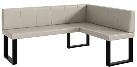 MEBLINI Eckbank für Esszimmer - Küchenbank - Essecke - Sitzecke Küche - Peter - U-Beine 128x168x87cm Rechts - Beige Kunstleder