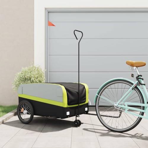 Somanki Fahrradanhänger Schwarz und Grün 45 kg Eisen, Fahrrad Anhänger, Lastenanhänger, Handwagen, Fahrrad-lastenanhänger, Lastenfahrrad - 94067