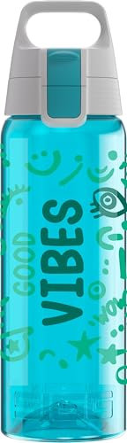 SIGG - Botella Tritan - Total Color ONE Good Vibes - Apto para bebidas carbonatadas - Apto para lavavajillas - A prueba de fugas - Ligero - Sin BPA - Azul Vibes - 0,6L