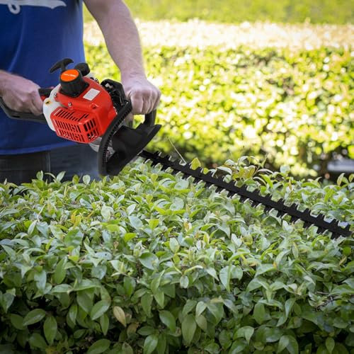 Cortasetos, cortasetos a gasolina para recortar ramas y arbustos gruesos, cortador de arbustos de gas de doble cara eficiente en combustible para paisajismo, rojo