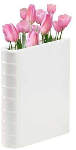 Kleine Buchvase, weiße Keramik-Bücher-Blumenvase, dekorative Buchvase für Blumen, buchförmige Vase für Heimdekoration, einzigartige buchförmige Vase für Bücherregal-Dekoration, Raumdekoration,