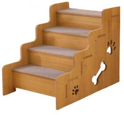 Milageto Hundetreppe für Hochbett, Haustiertreppe, tragbar, stabil, für Katzen, Hunde, Welpen, Essentials, rutschfeste Hundestufen, Hunderampe für Bett, Couch, 4 Schritte
