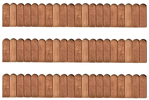 Brokky 3053645 Rotoli di Bordura 3 pz 120 cm in Legno di Pino Impregnato Recinzione in legno flessibile Legno di pino Bordatura aiuole prato Staccionata in legno Decorazione da giardino per frutteti P