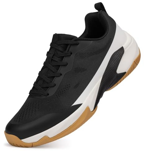 TEOHRW Wide Tennis Shoes for Men | All Court Pickleball Racquetball & Squash Athletic Sneakers | Arch Support & Cushioned Midsole Black