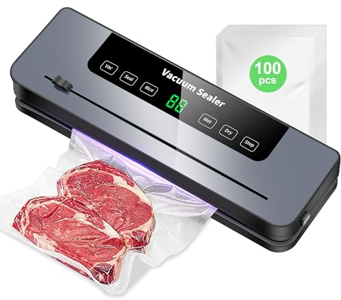 KLGFI Vakuumiergerät, 7 in 1 Vakuumierer mit 100 Vakuumierbeutel