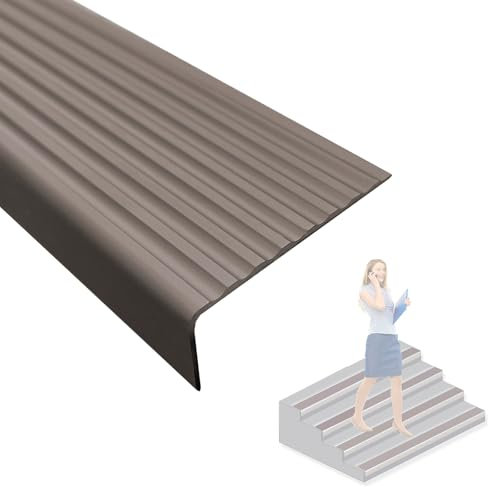 YLLSMGS Treppenkantenprofil Winkelprofil Aluminium L-förmig rutschfest Zuschneidbar für Außen und Innentreppen aus Holz Metall und Fliesen(Brown,50x20mm/2x0.8in)
