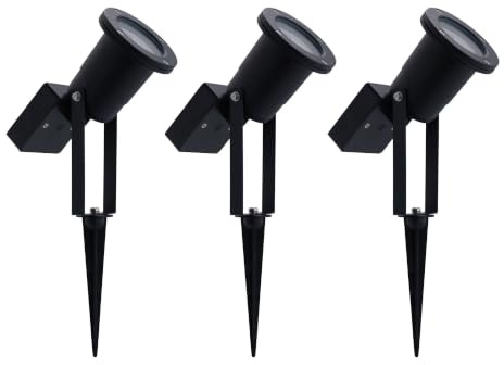 Ledvion 3er Set Gartenstrahler mit Erdspieß IP65 GU10 ohne Leuchtmittel | Kabellose Akzentbeleuchtung fuer Garten Terrasse Einfahrt Wege und Beete