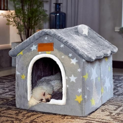 Indoor Dog House Cat House, Cat Cave Bed, Foldable Dog House Kennel Bed Mat with Cushion for Small Medium Large Dogs & Cats, Pet Supplies (L)