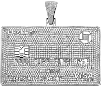 Iced Out Kubanische Kette Halskette für Herren - 14 Karat vergoldete Visa-Kartenanhänger mit Zirkonia-Steinen | 24'' Seilkette Hip Hop Schmuck Geschenk