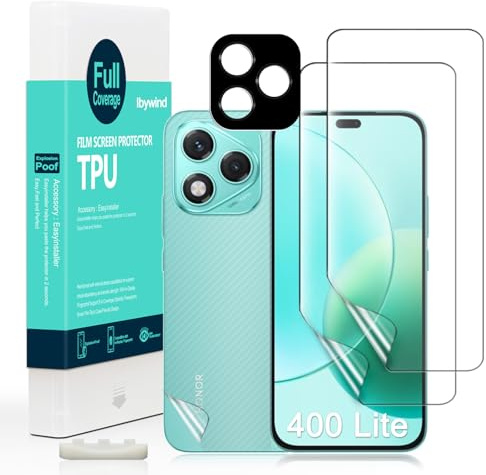 Ibywind para Honor 400 Lite 5G 6,7, 2 Protectors Pantalla+1 Protector Cámara+1 Protector Trasera Fibra Carbono,Protector hidrogel TPU