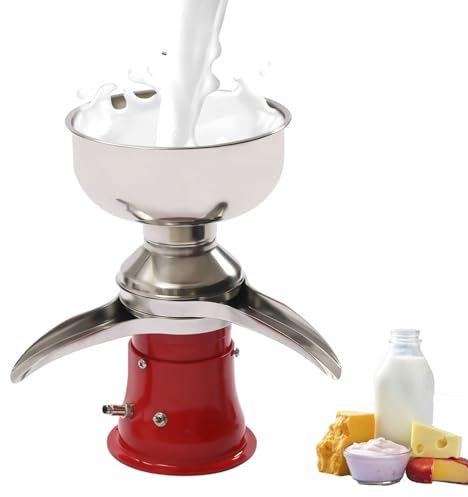 RSQQL Milk Cream Separator, Stainless Steel Electric Goat Milk Separator, 50L/H Milk Cream Centrifugal Separator, Milk Skimmer with 5L Bowl Capacity for Goats Cows