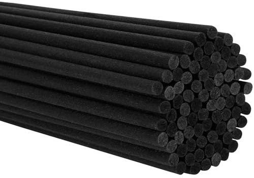 25cm Diffuser Replacement Sticks - 60Pcs Fiber Reed Fragrance Sticks Refill for Home and Bathroom - Rattan Essential Oil Sticks for Scented Diffuser (Black Color)