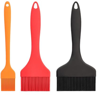 3 pinceles de silicona, 21 cm, 9/7/3,2 cm de ancho, cepillo de cocina, resistente al calor, calidad alimentaria, sin BPA, apto para lavavajillas, para hornear, cocinar y asar