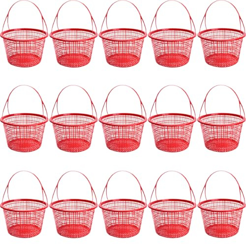 Cesta de recolección de bayas, 15 cestas de plástico para fresas de 2 kg, bayas huecas con asa, contenedor de fresas para recoger frutas en verano