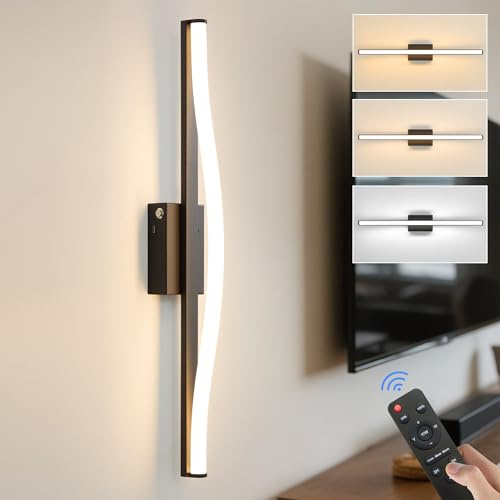 Actask Wandleuchte Kabellos mit Fernbedienung 60CM LED Bildbeleuchtung | 8000mAh Wiederaufladbar Akku Timer Dimmbar 3 Farbtemperaturen Bilderlampe für Malen Kunstwerke Porträt Schwarz