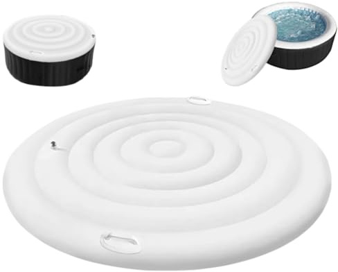 Aufblasbare Whirlpools Abdeckung, Ø 145 cm Rund Thermoabdeckung für Whirlpools, Energiesparende Spa Abdeckung mit Griff, Aufblasbare Poolabdeckung, Whirlpoolzubehör, Winddichter & Regenfester