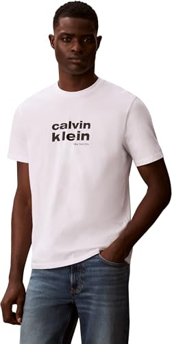 Calvin Klein Camiseta de Manga Corta Hombre Jersey Graphic con Logotipo, Blanco (Brilliant White), M