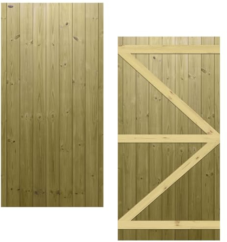 Flat Top Garden Gate 6x3ft (H: 6ft x W: 3ft) Semi-Braced Tongue & Groove Handmade Wooden Side Entry Pressure Treated Pedestrian - Ideal Home Pathway/Walkway Access Height: 1800mm x Width: 900mm