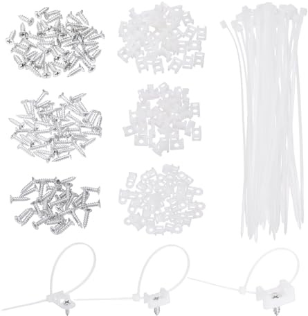 sourcing map 120 piezas de 1,9 cm 1,5 cm 2,3 cm tipo sillín de base con bridas de 15,2 cm y tornillos de rosca M3 M4 M5, juego de abrazaderas de soporte organizador de alambre, color blanco