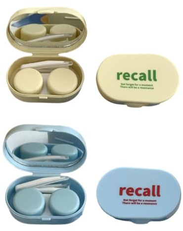 HUVZOR 4PCS Tragbarer Kontaktlinsenbehälter Set mit Spiegel,Auslaufsicher und Hygiene für Reisen und Tägliche Ausflüge - Ideal für Unterwegs,Stabiles Reiseset mit zweifarbigem Aufbewahrungsbehälter