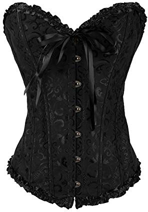 Generisch Korsett Damen Korsage Schwarz Vollbrust Corsage Korsett Top Gothic Corsagen Bustier Corsette, Waist Cincher Unterbrust Korsage Shaper Body Bauchweg Corsage Übergrößen für Halloween Karneval