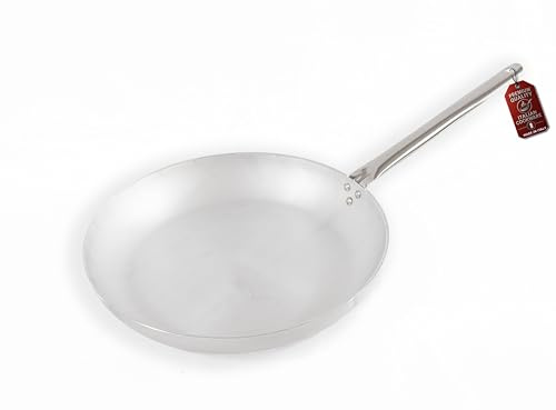 MOHOME Padella Alluminio Professionale Induzione Made in Italy Manico Acciaio Inox Ø 24 cm Pentola Fondo Basso Rotonda Altezza 4,7 cm Piano Cottura Grill Fornello Gas Forno