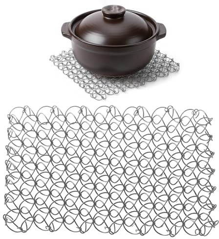 Pfannenschutz, Topfuntersetzer Metall, Hitzebeständiger Untersetzer für Küche, 17,5 x 17,5 x 1,5 cm, Edelstahl