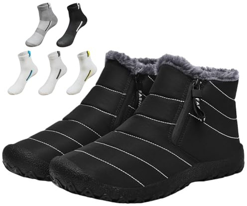 INLANDSIS stövlar, vattentäta varma bomullsblixtlås snö ankelstövlar, varma slip-on tjocka plyschtossor vattentät snöstövel, 01, 41.5 EU Bred