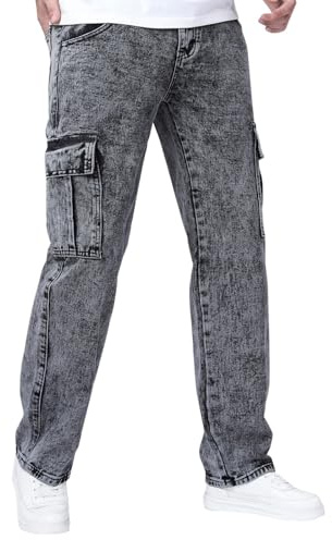 Generiska jeansbyxor herr slim fit: jeans med många fickor jeansbyxor lätta denimbyxor ventilerande slip-on byxor nötningsbeständiga fritidsbyxor bekväma utomhusbyxor vardag klassiska stretchjeans
