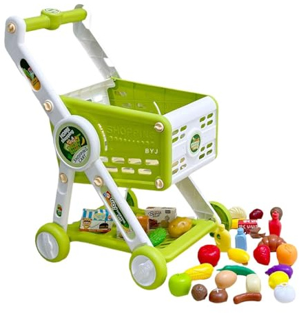 predolo Carrito de Compras Juguete para Niños Juego de Simulación Supermercado Accesorio Cocina Realista Material Resistente Adecuado para Juegos de rol