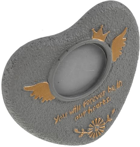 TOBBOMEY Pierre Tombale pour Animaux de Compagnie en Pierre Grise, Stèle Funéraire Extérieure Résistante aux Intempéries, Plaque Commémorative pour Chien Petite Taille de Cœur, Décoration