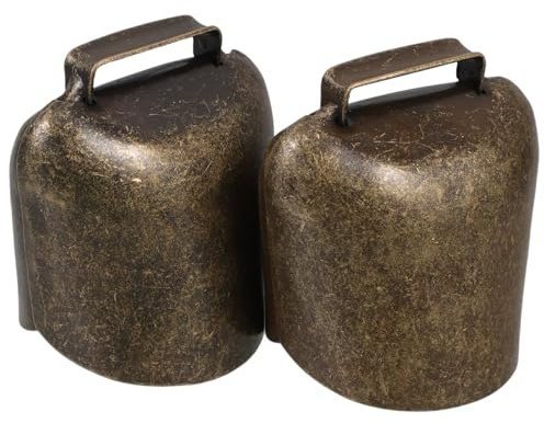 MOBUTOFU Campanello Pecora e Campana Mucca Spessa in Bronzo, 2 Pezzi da 62 G, Accessori per Bestiame, Campana da Appendere per Allevamento e Decorazione Agricola