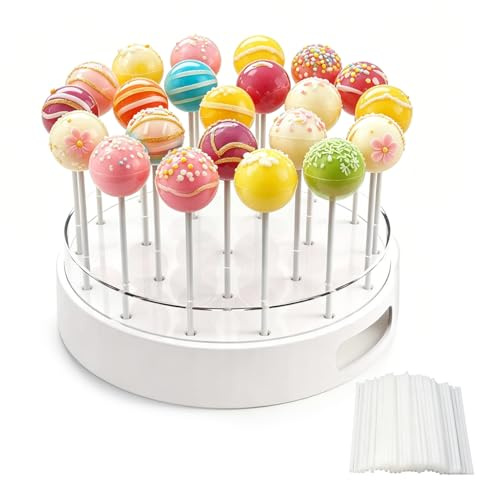 22 Holes Cake Pop Stand, Plastic Lollipop Holder with 100 Pcs Pop Sticks | Candy Display Stand, Chocolate Stand Holder for Party Weddings Birthdays Christmas Decorative