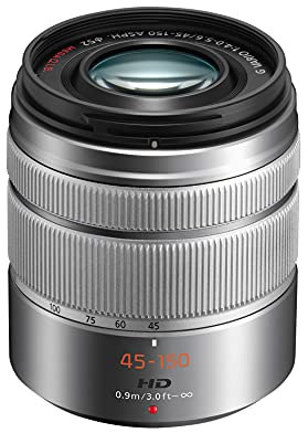 Panasonic H-FS45150E LUMIX G Vario Telezoom 45-150 mm F4.0-5.6 ASPH. Objektiv (90-300 mm KB, O.I.S. Bildstabiliator) silber