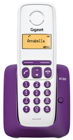 Gigaset A130 Téléphone sans Fil DECT/GAP Ecran Blanc/Prune