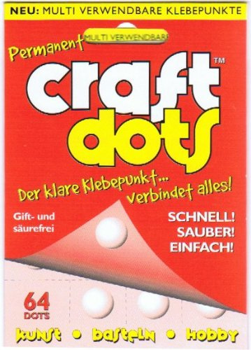 CraftDots permanente Klebepunkte, 10 x 64 Stück, 10mm – transparente Klebepunkte, rückstandslos ablösbar von glatten Oberflächen, doppelseitige Klebepunkte