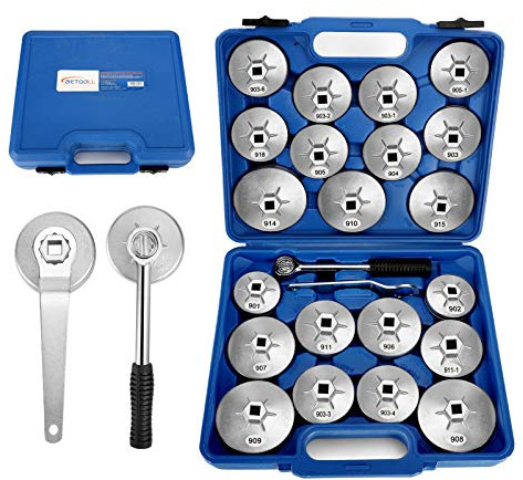 BETOOLL 23pcs Oil Filter Wrench Set, Oil Filter Socket Set with 65, 67, 72, 73, 74, 75, 76, 79, 84, 89, 91, 92, 95, 101mm, Compatible with Toyota VW BMW ‌GMC Sierra Ford Volvo