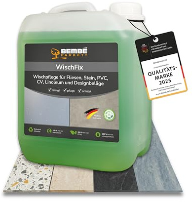 Bembé WischFix I 5 Liter I Wischpflege für PVC, CV, Linoleum & Designbeläge I Bodenpflege für wasserfeste Hartböden I Seidenglänzend, wasserabweisend & gleithemmend I High-Speed polierbar