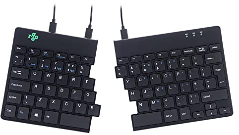 R-Go Ergonomic keyboard, Split design, Natural Typing Keyboard for Carpal Tunnel, Keyboard in 2 parts, With Break software, Ultra Thin, QWERTY(UK) Layout, USB Wired, Black