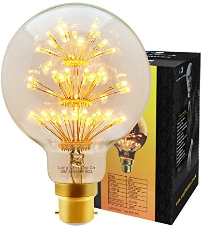 2w Vintage LED Globe Light Bulb B22 Clear Glass Tree Filament G95
