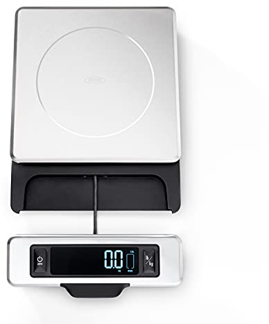 OXO Good Grips Báscula para comida de 5 kg de acero inoxidable con pantalla extraíble, color negro