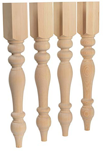 CAROLINA LEG CO. Chunky Farmhouse Table Legs - Handmade in USA - Unfinished - DIY Furniture - Turned - Set of 4 Wood Table Legs- Dimensions: 3.5 x 29