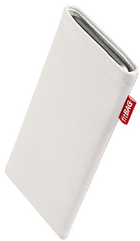 fitBAG Beat Weiß Handytasche für Apple iPhone 12 Mini/iPhone 13 Mini Tasche aus Echtleder Nappa mit Microfaserinnenfutter | Hülle mit Reinigungsfunktion | Made in Germany